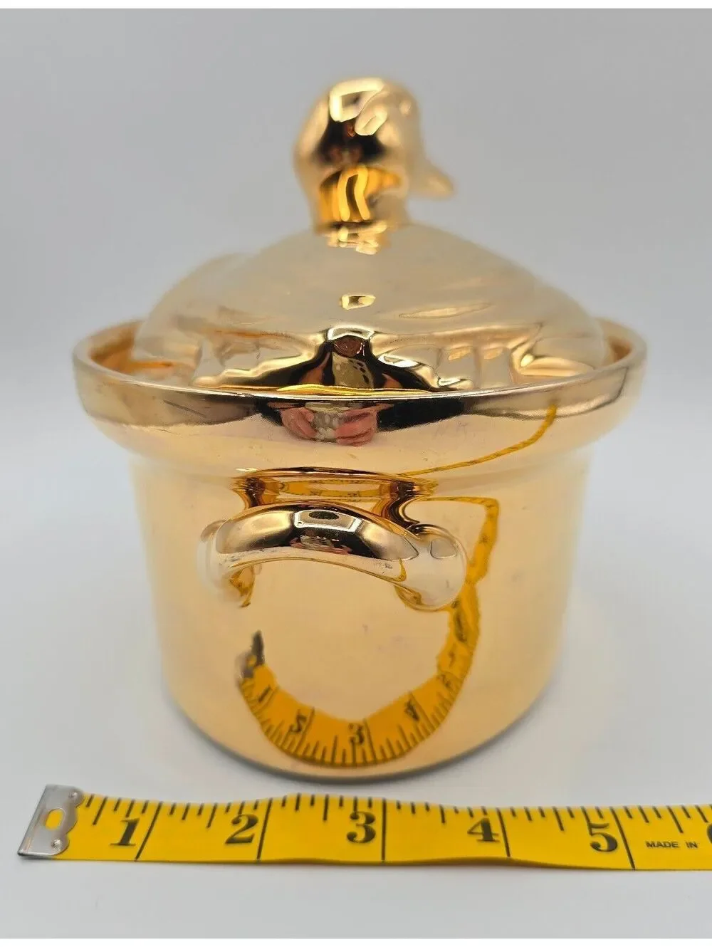 Vintage Hall China Golden Glo 24K Duck Covered Casserole Gump's San Francisco